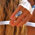 thumbnail image 1 of HOOUN Women 925 Silver Plated Obsidian Kyanite Oval Ring Wedding Engagement Rings Gift-6-01# Kyanite, 1 of 2