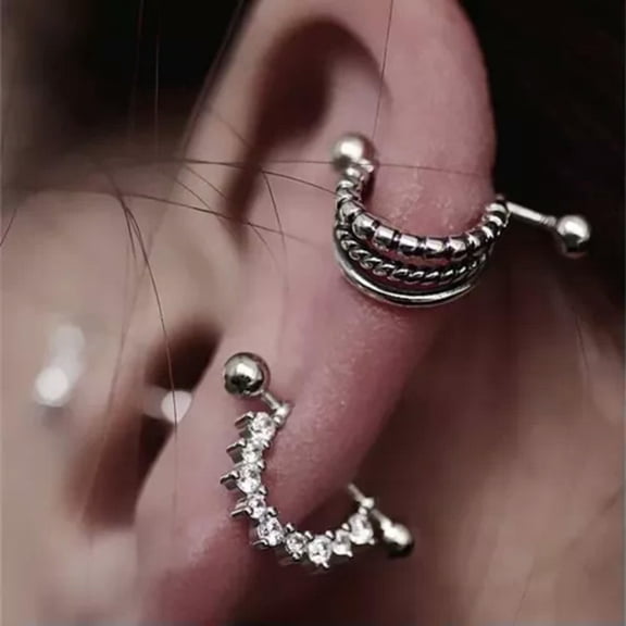 HOOUN Women 925 Sterling Silver Huggie Hoop Earrings Trendy Minimalist Ear Stud Gift-B: CZ Crystal (Lower)