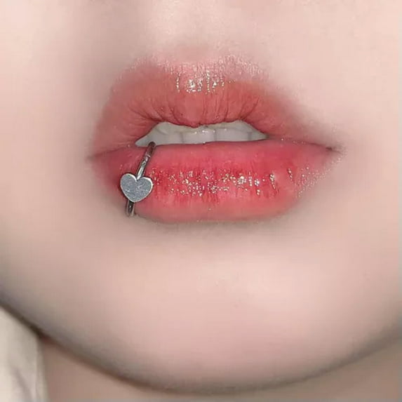 HOOUN Women Cross Heart Shape Labret Lip Ring Piecing Lip Stud Lip Ring Women Jewelry-2-1.2*10mm