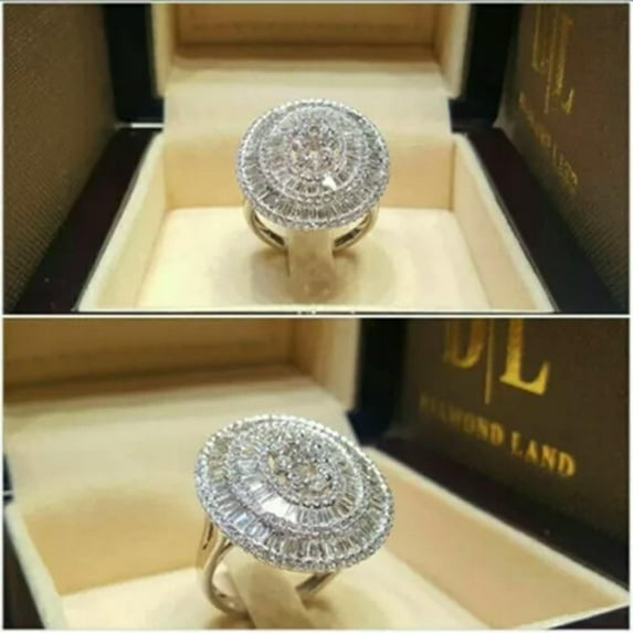 HOOUN Women Fashion 925 Silver Rings Cubic Zirconia Wedding Ring Size 6-10-#6-8