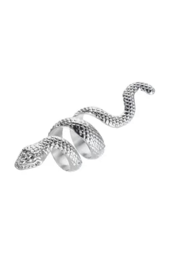 Women Fashion Ring Open Size Gold Silver Snake Punk BOHO Love Jewellery Gift-Silver