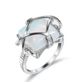 thumbnail image 1 of HOOUN Women Fashion White Fire Opal Rings 925 Silver Wedding Party Jewelry Size 6-10-6-01# Square Opal, 1 of 9
