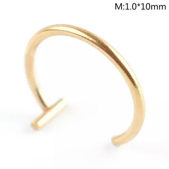 HOOUN Women Lips Rings Nose Ring Piercing Clip mouth Ring Fake Piercing Body Clip H:yq-Gold 1.0*10mm