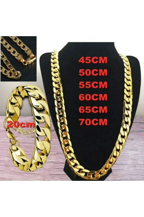 Women Men Curb Necklace Chunky Chain Pendant Gold Silver Jewellery Wedding Gift-50 cm