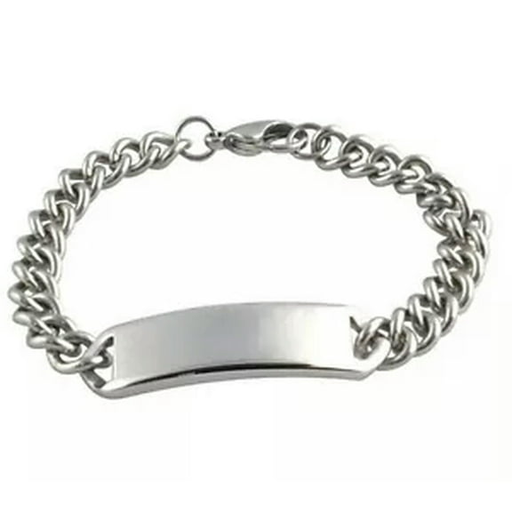 HOOUN Women Men Stainless Steel Silver Polished Identity ID Bangle 9mm Chain Bracelet-8.68 inches