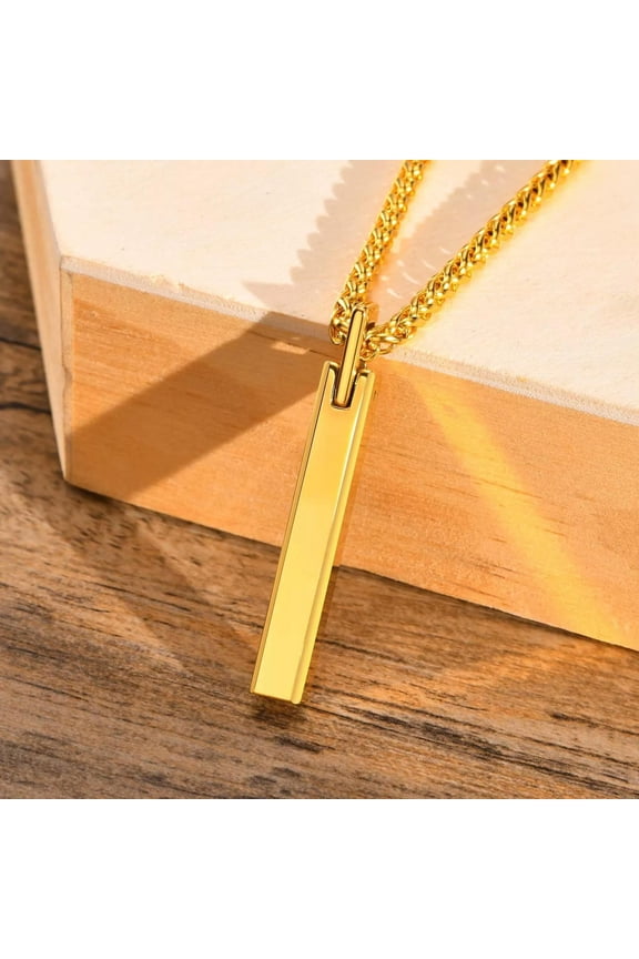 Women Men's Tungsten Steel Necklace Pendant Bar Simple fashion Jewelry Chain 24'