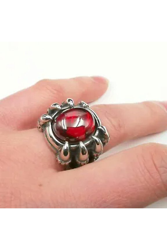 Women Mens Stainless Steel Ring Evil Devil Eye Gothic Dragon Claw Gemstone Large-US 9#