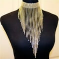 thumbnail image 1 of HOOUN Women Rhinestone Diamante Necklace Choker Jewelry Fringe Tassel Accessory Gold-Gold, 1 of 5