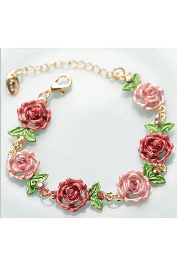 Women Rose Flower Leaf Bracelet Natural Boho Jewelry Gypsy Bohemian Ethnic Gift