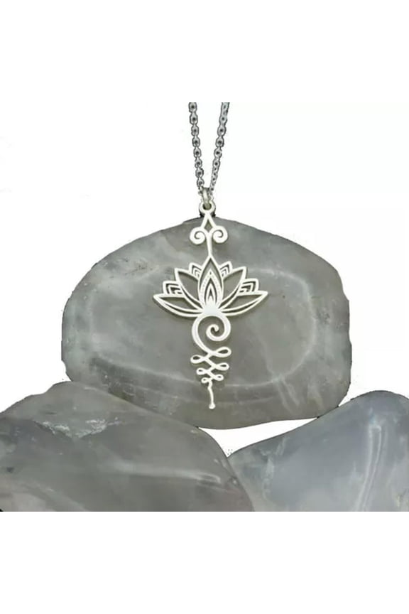 Women Silver Plated Crystal Lotus Flower Pendant Necklace Religious Jewelry Gift-4#Silver Lotus Flower Necklace