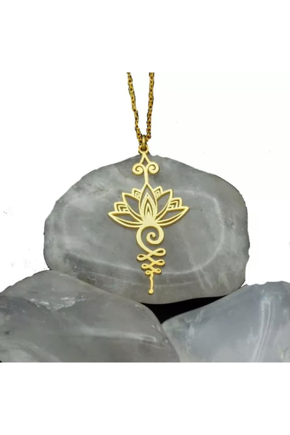 Women Silver Plated Crystal Lotus Flower Pendant Necklace Religious Jewelry Gift-5#Gold Lotus Flower Necklace