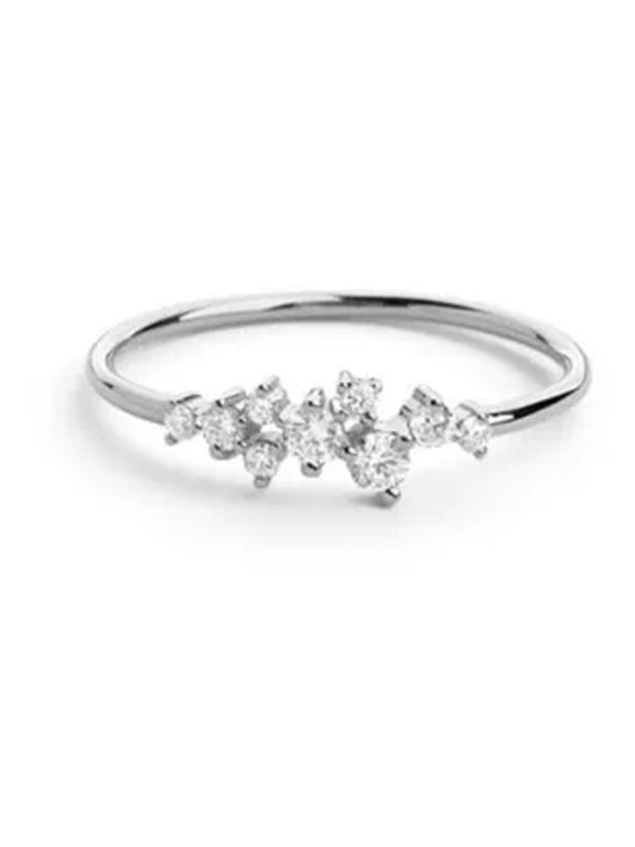 Women girl Ring engagement Cluster Crystal Rhinestone Simple Cluster rings Hot-#9-silver