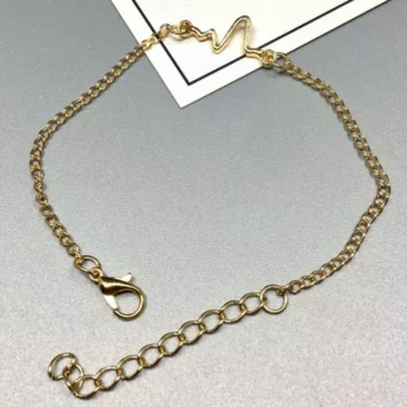 HOOUN Women's Electrocardiogram Heartbeat ECG EKG Bracelet Valentine's Nurse Day Gift-Gold