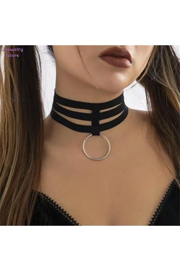 Women's Fashion Jewelry Black Velvet Velvet Layered Choker Collar Necklace