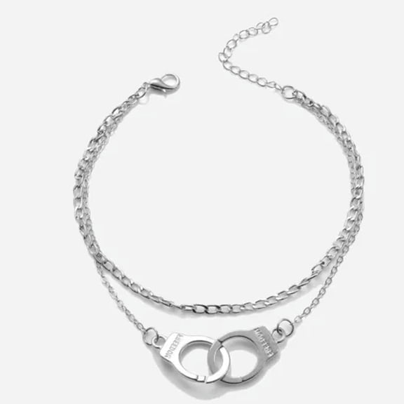 HOOUN Women's Fashion Jewelry Gold or Silver Freedom Handcuffs Anklet Bracelet-Silver