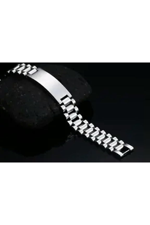 Women's Mens ID Bracelet Stainless Steel Strap Chain Link Wristhand Fashion Gift-Silver-15mm 21cm