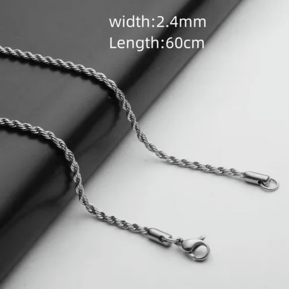 HOOUN Women's Necklace Pendant Sterling Silver Blue Aquamarine Gemstone Large Jewelry-Chain-B