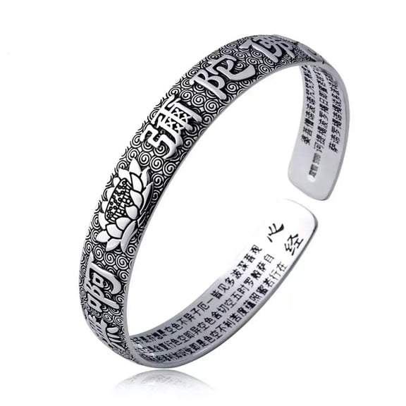 HOOUN Women's Stainless Steel Buddhist Heart Sutra Bracelet Chaim Jewelry