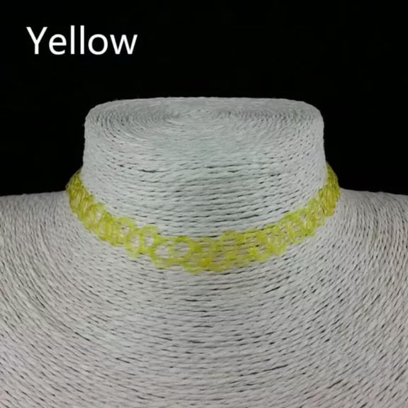 HOOUN Womens Choker Collar Necklace Colorful Stretch Elastic Clavicle Fashion Jewelry-Yellow