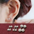 thumbnail image 1 of HOOUN Womens Round Clear CZ Disco Ball Stud Sparkle Earrings Screw Back Surgical Steel-4mm, 1 of 6