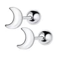 thumbnail image 1 of HOOUN Womens Silver Tiny Moon Star Stud Minimalist Earrings Surgical Steel Screw Back-Moon (2pcs), 1 of 8