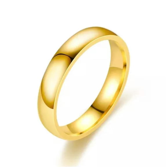 HOOUN Womens Stainless Steel Plain Wedding Band Ring Fashion Jewelry Size 5/6/7/8/9-7-Gold-6mm