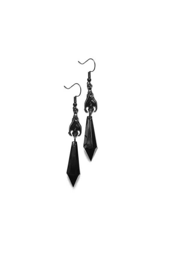 Y2K Dark Bat Crystal Pendant Earrings Dangle Drop Gothic Vintage Women Jewelry-03#Bat Black Prisms Crystal