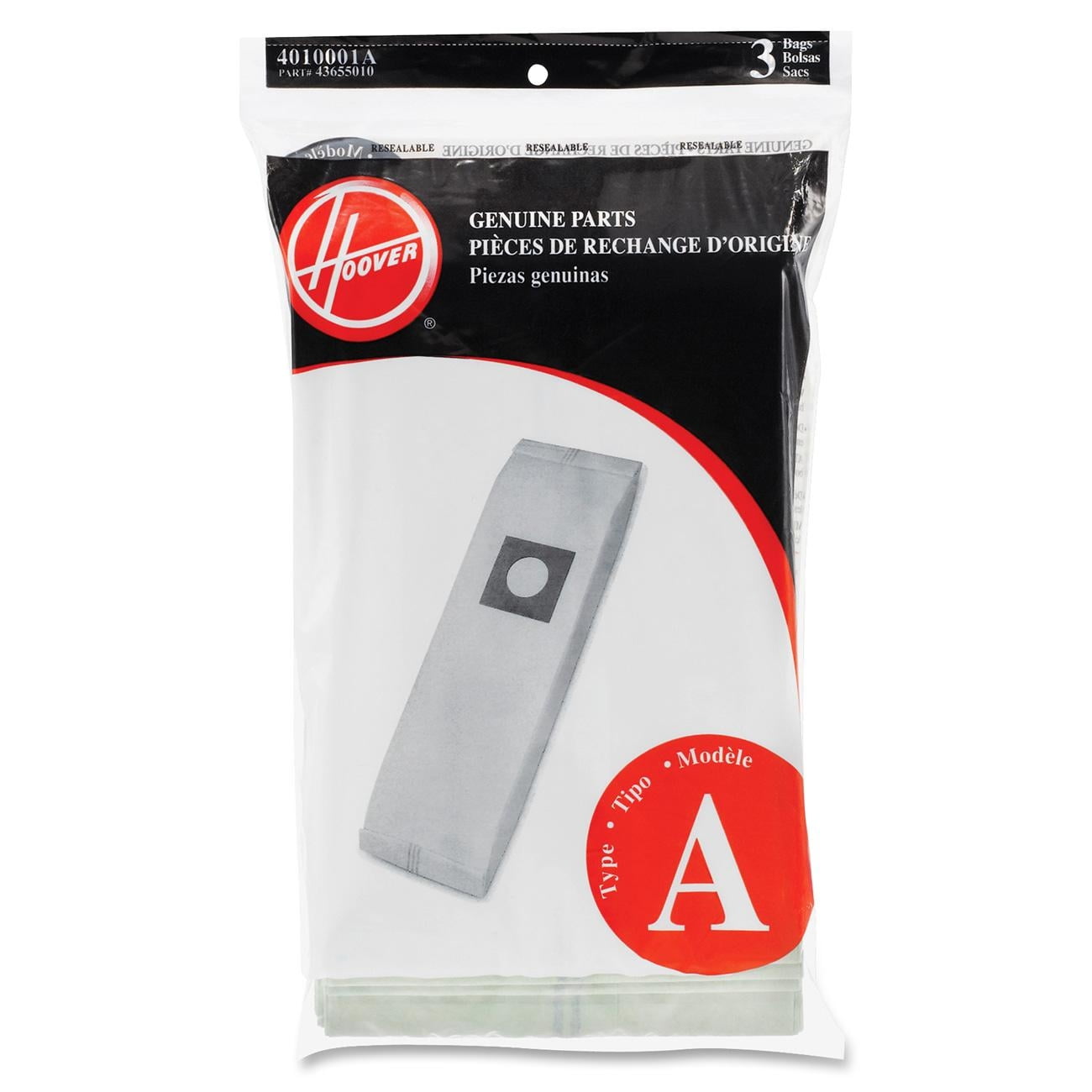 Hoover Vacuum Cleaner Bags for Upright Vacs, Pack of 3, White-Green, Type A, Part # 4010001A, Hoover Vacuum Bags Refill