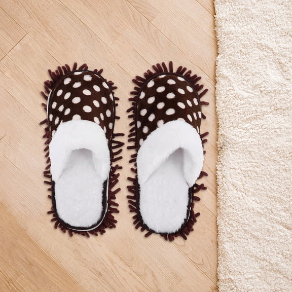 HOOWIFFY Coral Fleece Mop Slippers with Removable Sole, Warm and Comfortable Home Cleaning Slippers, 1 Pair for Easy Floor Care