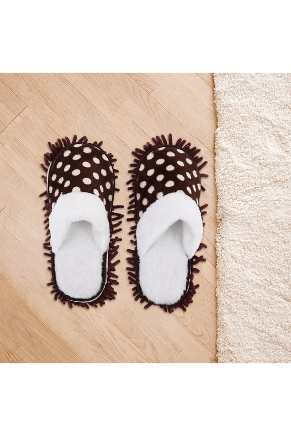 Coral Fleece Mop Slippers with Removable Sole, Warm and Comfortable Home Cleaning Slippers, 1 Pair for Easy Floor Care