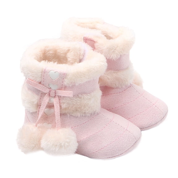 HOOWIFFY 1 Pair Toddlers Winter Shoes Cotton Warm Boots Pink for Infants