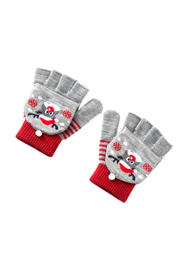 1Pair Multi Color Knitted Warm Winter Gloves Lightweight Soft Knit for Outdoor Use