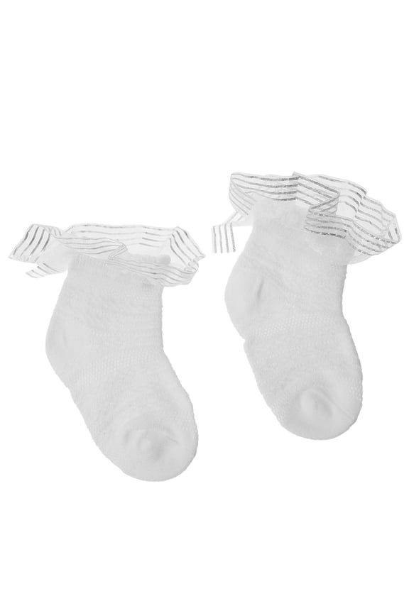 1Pair Cotton Knee Socks with Decorative Tulle and Lace for Toddlers