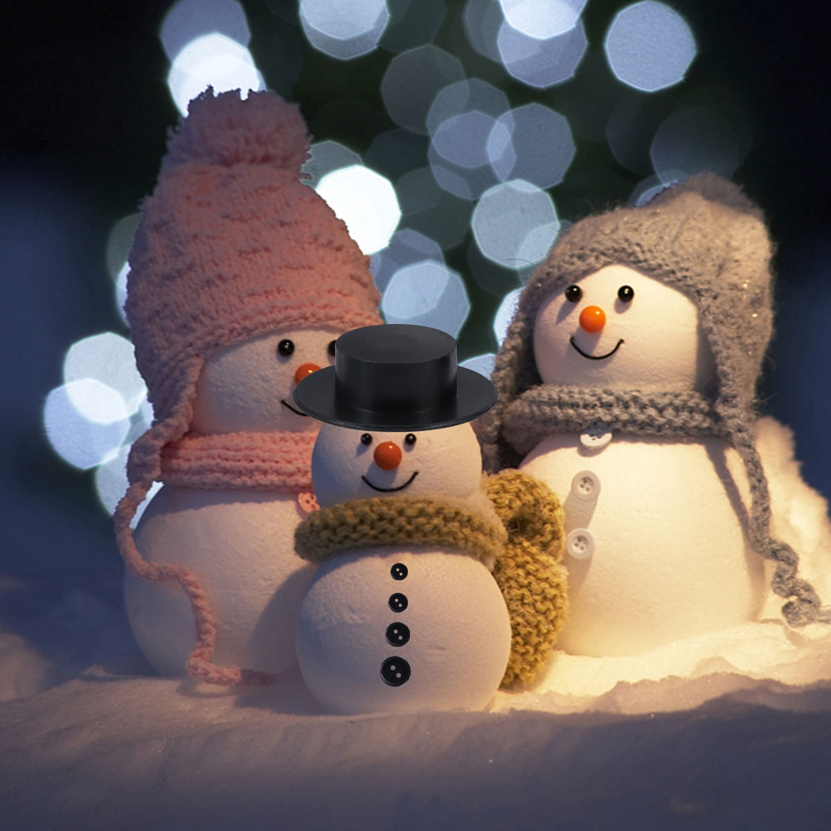 HOOWIFFY Christmas Snowman Craft Kit with Black Plastic Accessories for Holiday Decor and Fun Seasonal Projects