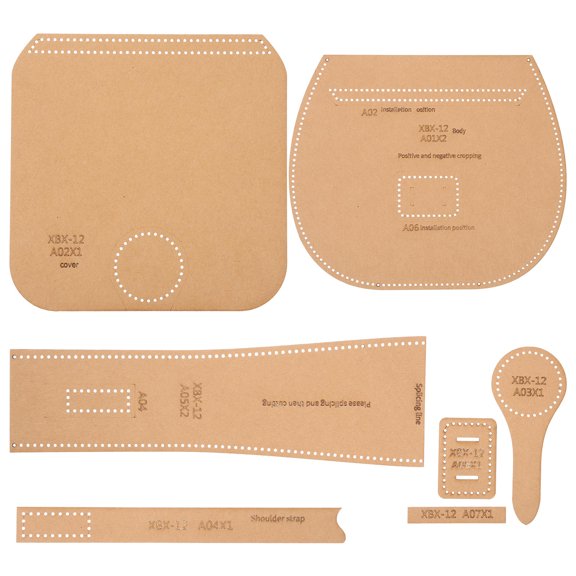 HOOWIFFY 1 Set DIY Coin Bag Pattern Stencils Kraft Paper Light Brown for Patchwork Easy to Operate