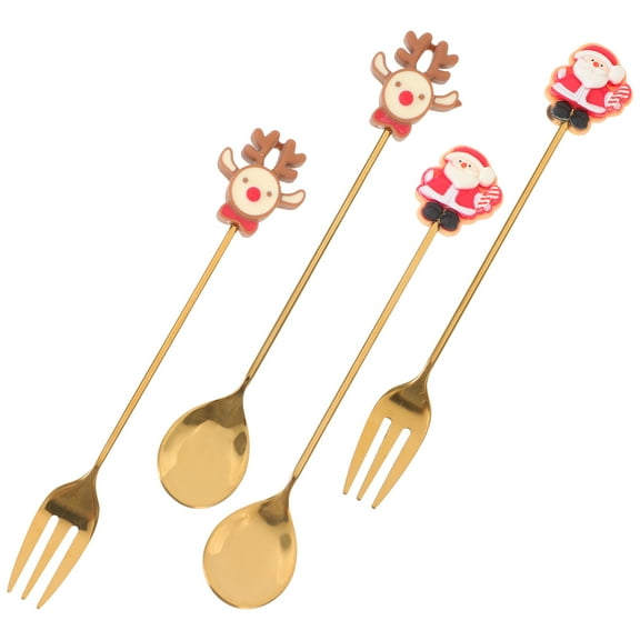 HOOWIFFY Christmas Cutlery Set Multi-Color Ergonomic Handles Smooth Edges Kitchen Flatware