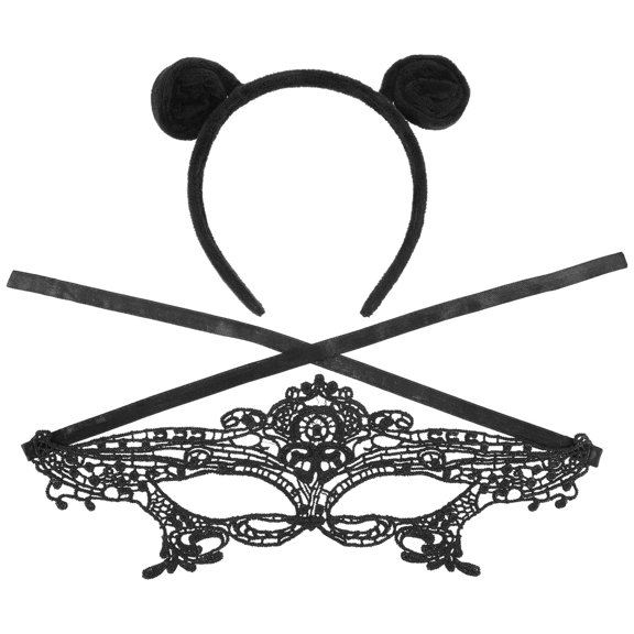HOOWIFFY 1 Set Black Cloth Masquerade Masks for Friends, Costume Party, , Carnival Supplies, Photo Booth Props