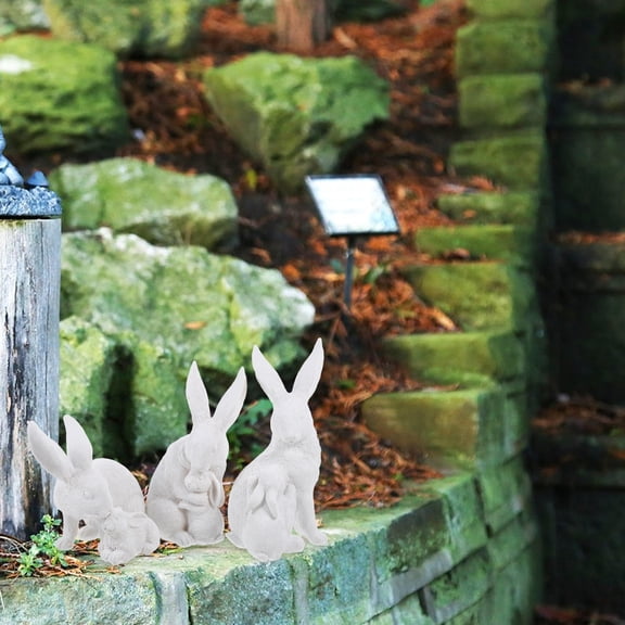 HOOWIFFY 1 Set Rabbit Statues for Yard and Garden Indoor Decoration White