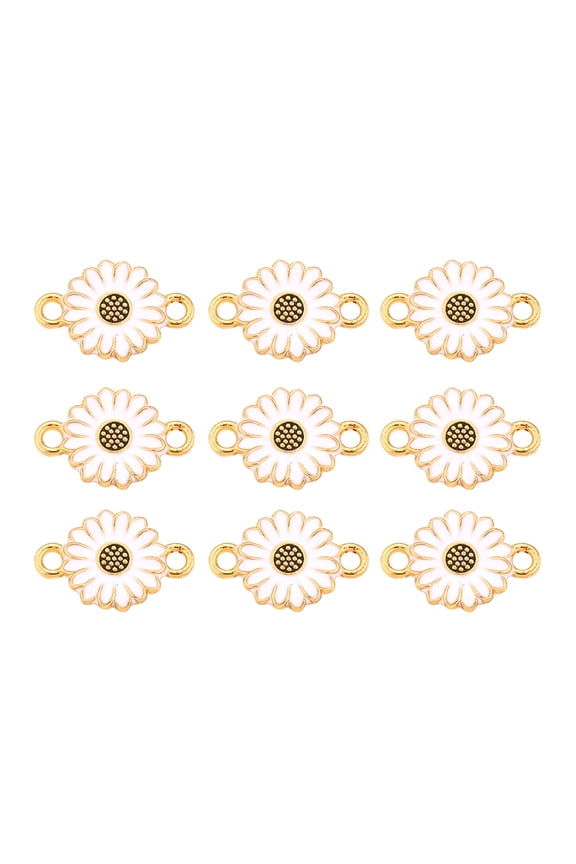 10 Packs of Daisy Bead Charms Alloy White Daisy Shaped Handicraft Enthusiasts