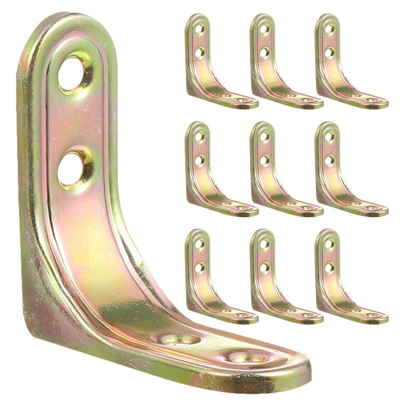 HOOWIFFY 10 Pcs Right Angle Bracket Golden Iron For Supporting Furniture Components