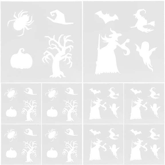 HOOWIFFY Hollowed Spray Stencil Kit, White, Patterns, for Painting, 10Sheets