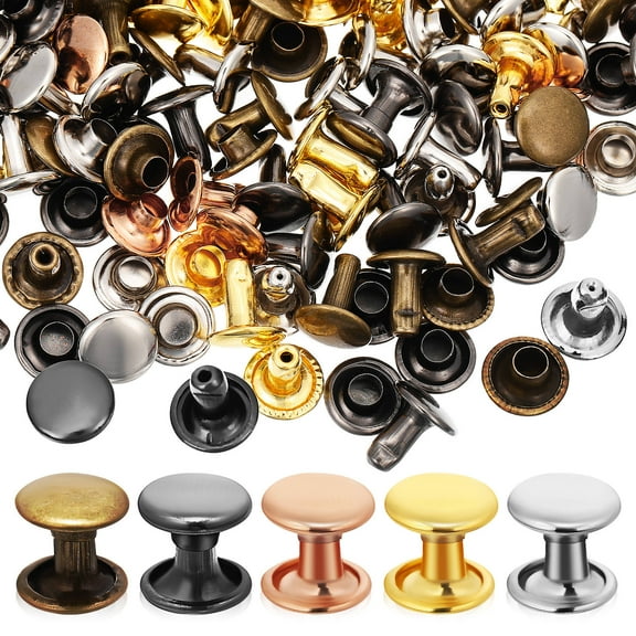 HOOWIFFY Studs For Clothing Pale Gold 100Pcs 0.3In Double Sided Iron