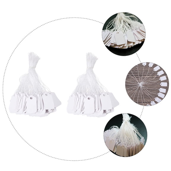 HOOWIFFY 1000pcs Blank Labeling Tags Paper with Cotton Line for Price Display and Product Labeling