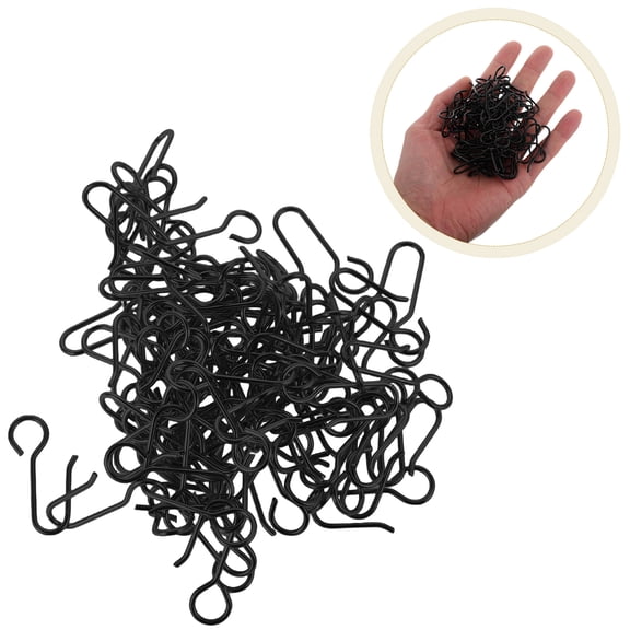 HOOWIFFY 100Pcs Black Sliding Curtain Hooks for Metal Track and Ceiling Drapery Installation