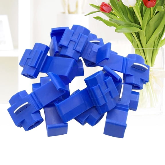 HOOWIFFY 100Pcs Blue Free Terminal Cord Wire Terminals for Easy Quick Connection with Clip Clamp