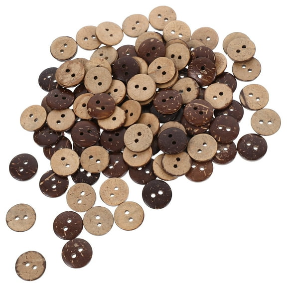 HOOWIFFY Coconut Shell Buttons Bulk 100Pcs Coffee Color Sewing Accessories for Crafts and Decoration