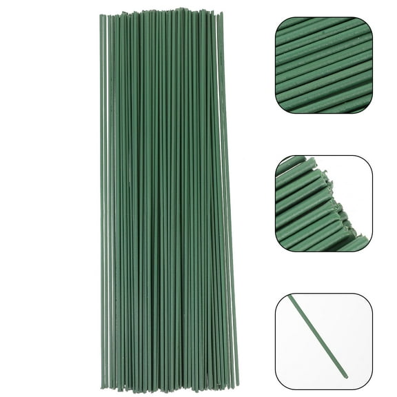 HOOWIFFY 100pcs Green Floral Wire Stems for Artificial Flowers Flexible and Bendable for Arrangements