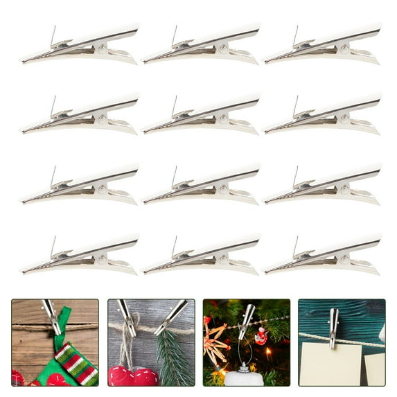 HOOWIFFY 100pcs Small Metal Clips for Christmas Tree Decorations and Holiday Craft Projects, Decorative Clips