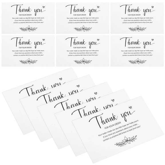 HOOWIFFY 100Pcs Thank You Purchase Cards White Paper Cards with Adorable Words for Bakery and Nail Salons