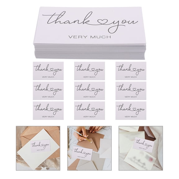 HOOWIFFY 100Pcs Thank You Purchase Cards White Paper for Bakeries and Online Stores